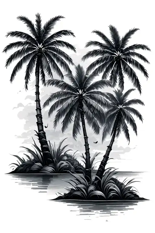 843 and palmetto trees tattoo design idea