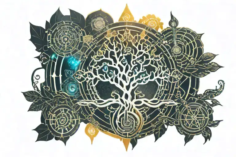 Buddhist tree of life tattoo design idea