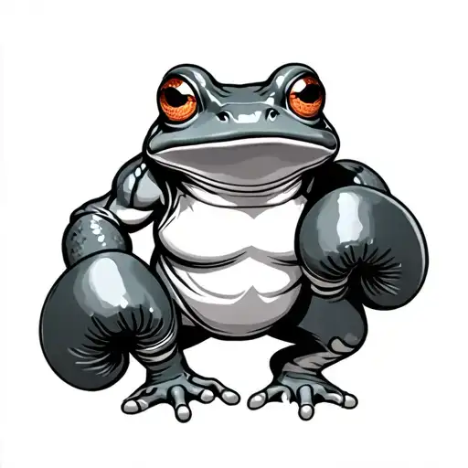 frog with boxing gloves tattoo design idea