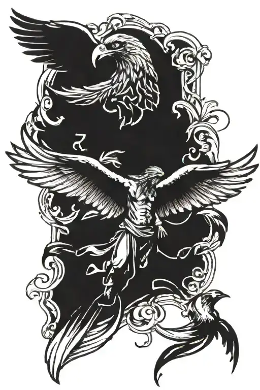 Jesus and eagle wings tattoo design idea