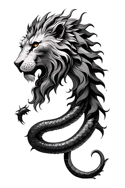 gnostic lion headed serpent tattoo design idea
