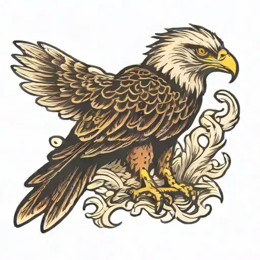 wedge tail eagle perched tattoo design idea