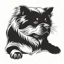 smooth coat chow chow silhouette front sit tattoo design idea