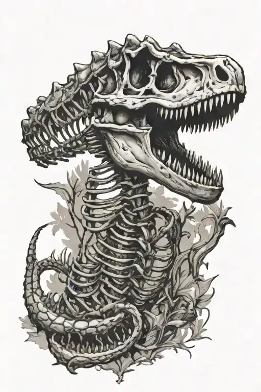 Dinosaur skeleton tattoo design idea