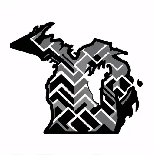 geometric michigan tattoo design idea