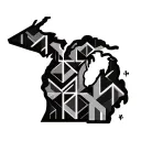 geometric michigan tattoo design idea