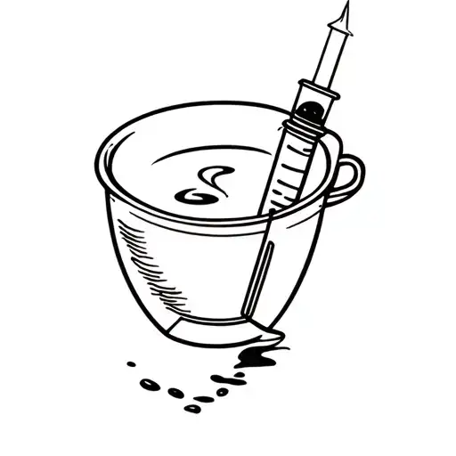 syringe and caffeine tattoo design idea