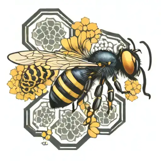 bee and honeycomb tattoo design idea