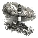 Lighthouse stormy condition tattoo design idea