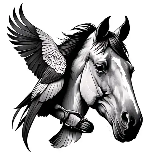 delicate tattoo of a horse and a macaw tattoo design idea