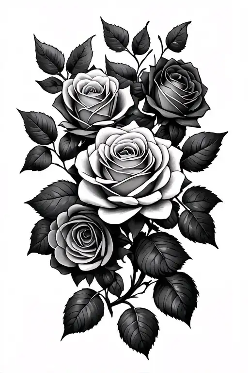 multiple roses on a vine long tattoo design idea