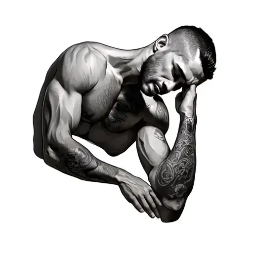 a naked man showing his dick tattoo design idea