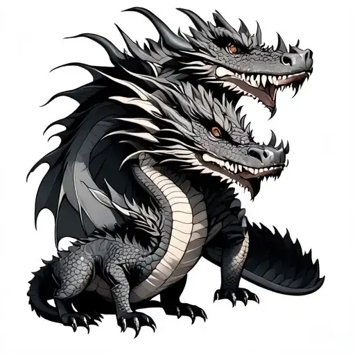 father and mother dragon with baby dragon and brother ox tattoo design idea