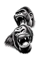 Gorilla with open mouth looking towards the center, with the bottom of the mouth very dark, almost black to cover tattoo design idea