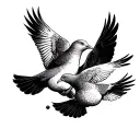 three doves flying together tattoo design idea