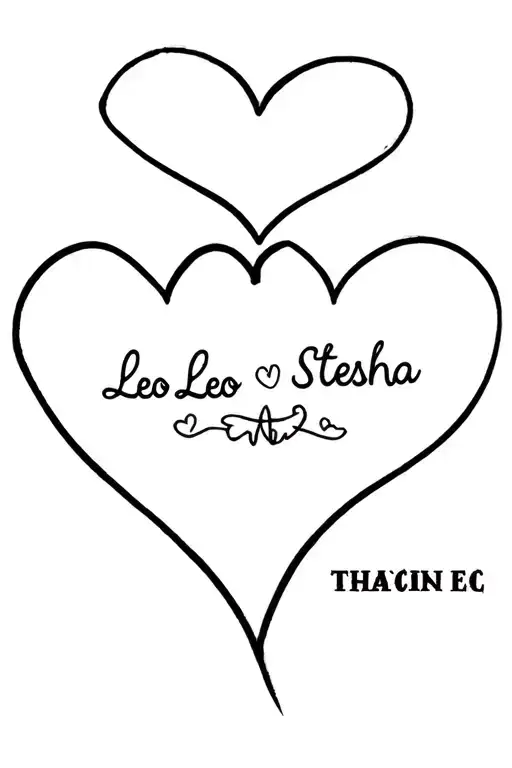 Two hearts, names of children Leo and Stesha tattoo design idea