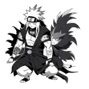 Naruto jiraiya from naruto with Kurama tattoo design idea
