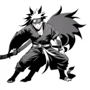 Naruto jiraiya from naruto with Kurama tattoo design idea