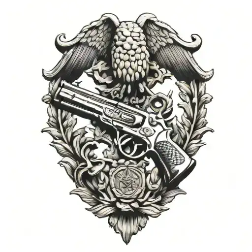 gadsden flag flintlock pistols tattoo design idea