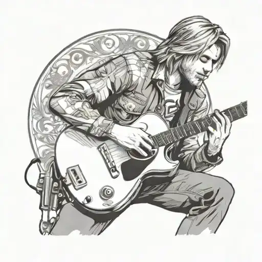 kurt cobain playing the guitar tattoo design idea