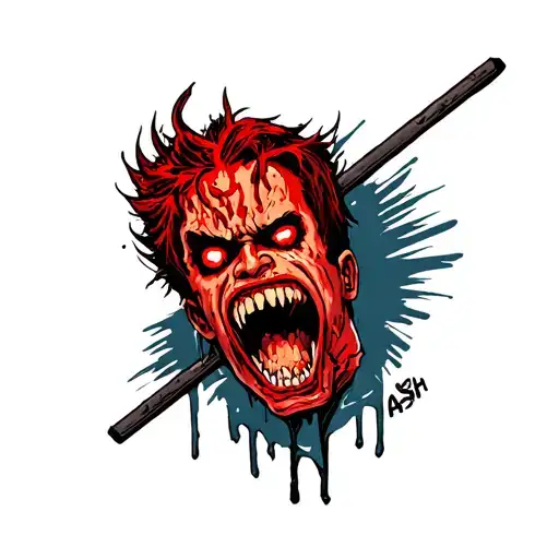 evil ash from evil dead . tattoo design idea