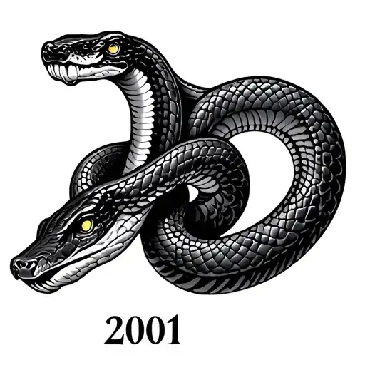 a snake wrapping the year 2001 birth year tattoo design idea