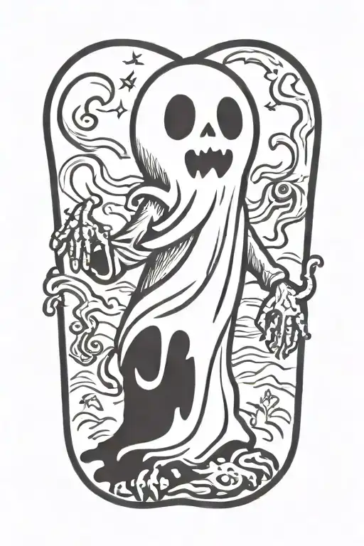 halloween ghost tattoo design idea