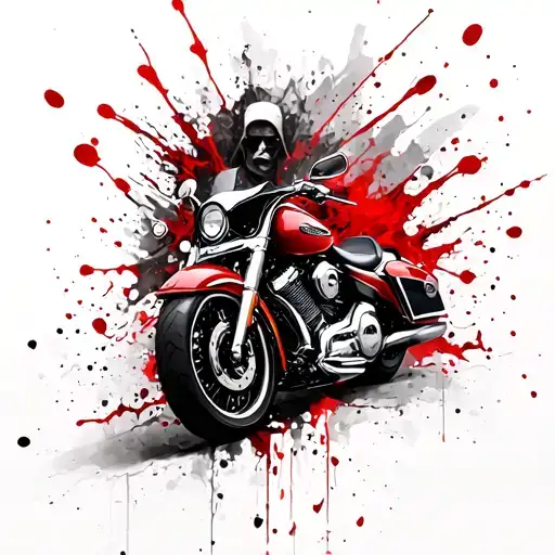 harley davidson road glide transformed into a religious tattoo design idea