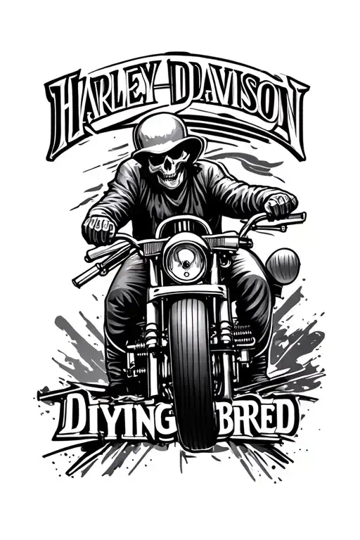 harley DAVIDISON TAG that has lineman throught the middle and last if a dying breed spread between the top and bottom tattoo design idea