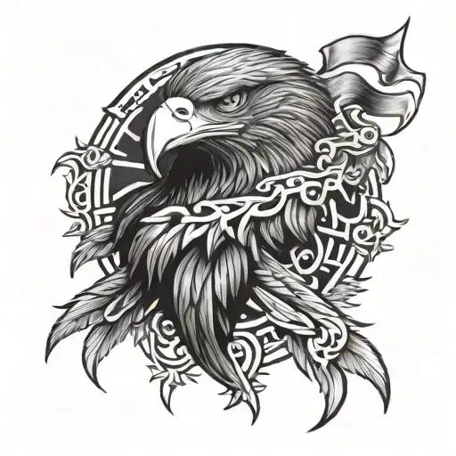 eagle wolf cross tattoo design idea