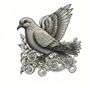 Mourning Dove with scroll that says easterling tattoo design idea