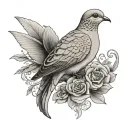 Mourning Dove with scroll that says easterling tattoo design idea
