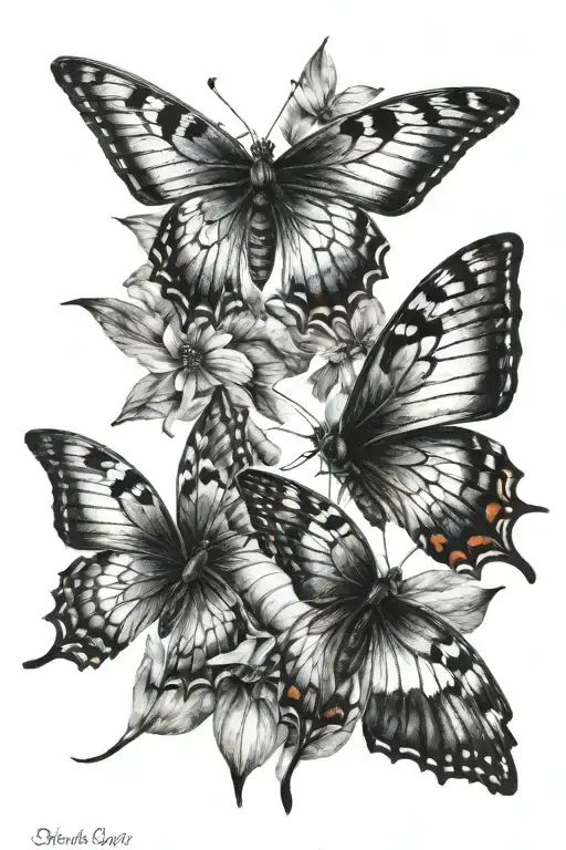 3 butterflies flying together tattoo design idea