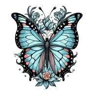 Aquarius and Pisces butterfly surrounded tattoo design idea