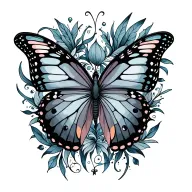 Aquarius and Pisces butterfly surrounded tattoo design idea