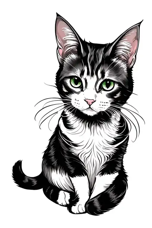 cat curled tattoo design idea