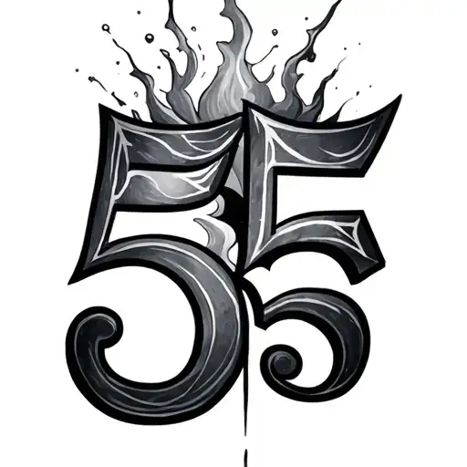 the numbers 555 in between the chest tattoo design idea