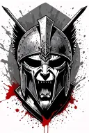 defiant spartan warrior blood spatter full body tattoo design idea