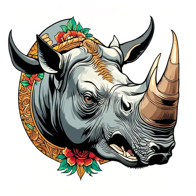 rhino head tattoo design idea