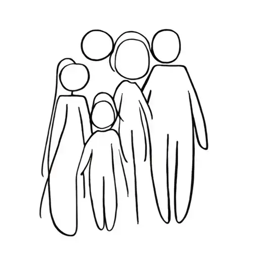 three siblings, older sister, middle brother, and younger sister tattoo design idea
