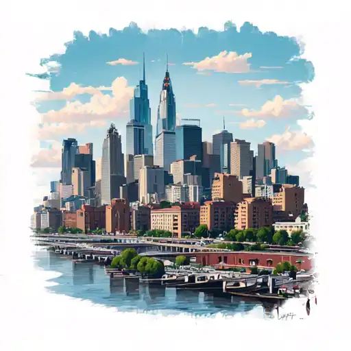 hometown skyline tattoo design idea