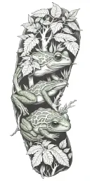 coqui frog rainforest family tree branches Puerto Rico flag  tattoo design idea