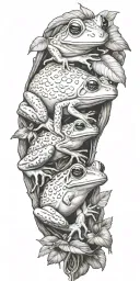 coqui frog rainforest family tree branches Puerto Rico flag  tattoo design idea