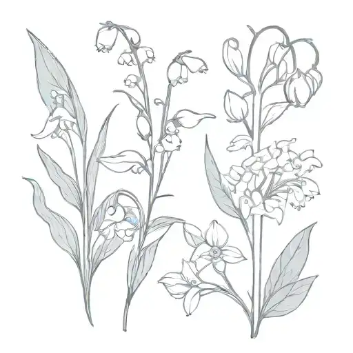 lily of the valley, daisy and aster flower  tattoo design idea