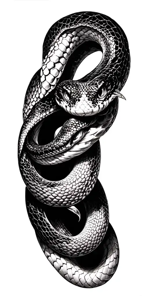 snake black and white tattoo design idea