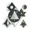 pyramide stars moon phases tattoo design idea