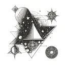 pyramide stars moon phases tattoo design idea