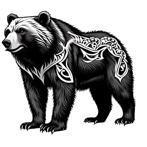 norse bear tribal patterns tattoo design idea