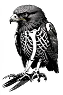red tailed hawk skeleton micro realism tattoo design idea