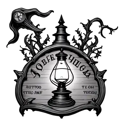 ouija board witch lamp tattoo design idea